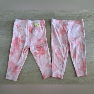2 Pair Carter’s Baby Pink Tie-Dye Leggings - Soft Cotton Stretch